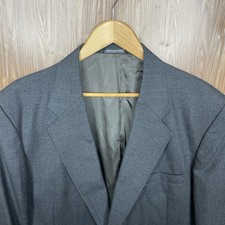 Executive Collection Blazer Jacket Mens 46R Gray Solid Wool Two Buttons USA Made