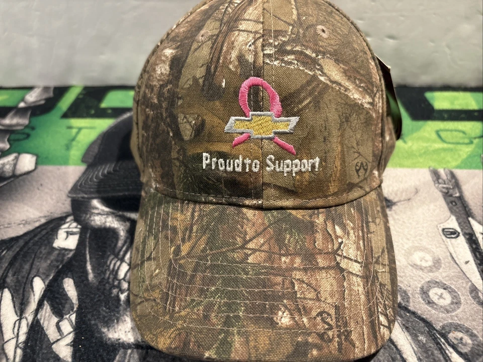Chevrolet Realtree Xtra Camo Proud to Support Pink Ribbon Baseball Hat, New - Image 2 of 4