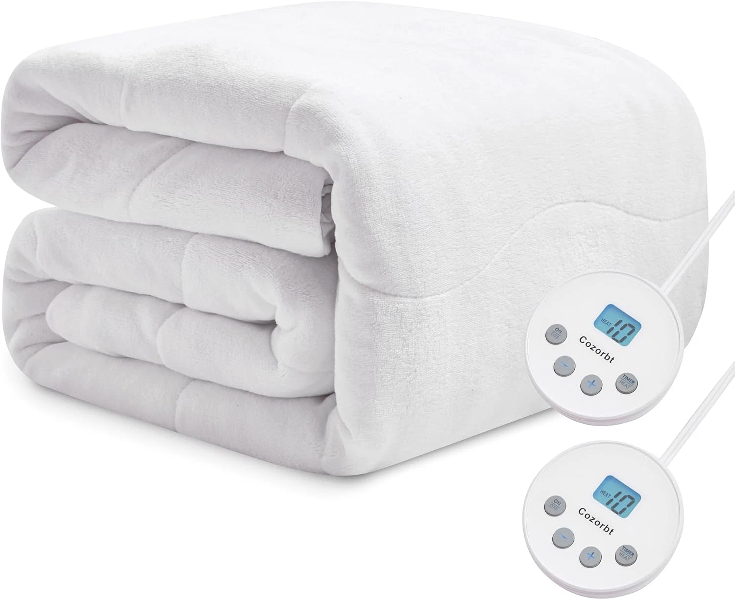 Queen Heated Mattress Pad with Dual Control, 10 Heat Settings, Machine Washable