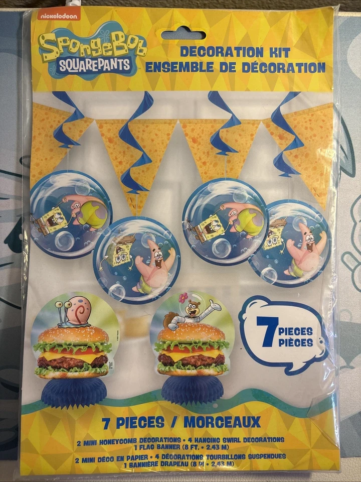 SpongeBob Party Decoration Tablecloth Plates Banner Foil Balloons Supply - Image 2 of 4