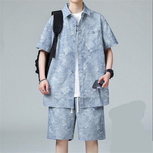 Mens Tracksuit 2-Piece Set Short Sleeve T Shirt Shorts Sweatsuit Outfit Set - Bild 1 von 5