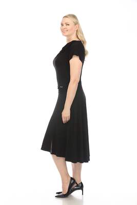 One STAR Joseph Ribkoff Black Cowl Neck Dolman Sleeve Midi Fit & Flare