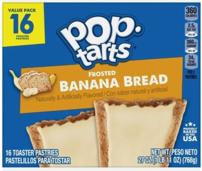  Pop-Tarts Frosted Banana Bread Breakfast Toaster Pastries, 27 oz, 16 Count 