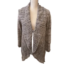 Nic+Zoe Shawl Collar Marled Cotton Sweater Size S