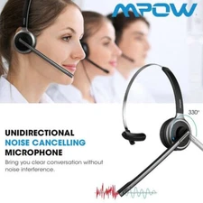 Mpow Bluetooth Headset Mic Noise Cancelling & Mute 18Hrs For Trucker Home Office
