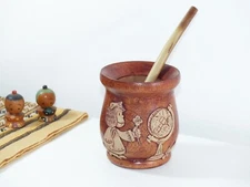 Wooden Algarrobo Mate Cup + Straw + Gift - Yerba Mate Tea - Handmade - Argentina