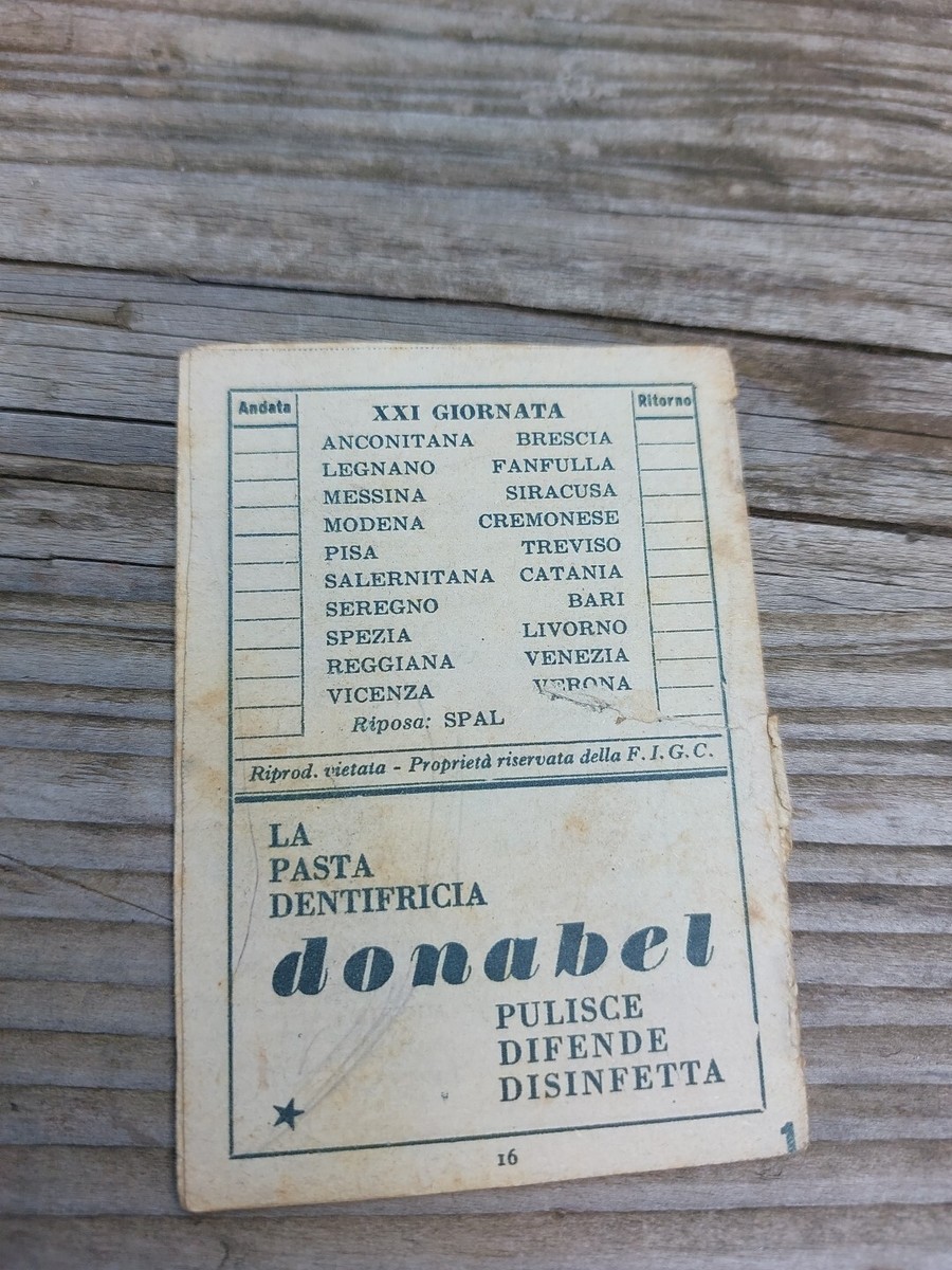 Calendario Campionato Seria B 1950 1951 Calcio Illustrato Anni 50