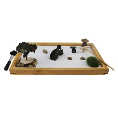 Zen Garten Für Den Schreibtisch – Sandtablett 20,3x30,5 Cm Inkl. Werkzeuge, Mini-Torii & Steine