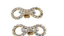 Vintage Multi-Colored Gold Aurora Borealis AB Rhinestone Formal Dress/Shoe Clips