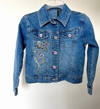Arizona Jean Co Girls Size Medium Denim Jean Jacket With Flower Butterfly