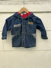 Vintage 1990 s Little Levi s Boys Denim Jacket 3T Blue Dark Wash Hooded Snaps