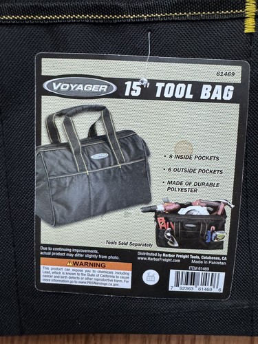 Borsa porta attrezzi Voyager resistente 15"x10"x9" nuova con etichetta con 6 tasche esterne e 8 interne - Foto 2 di 8