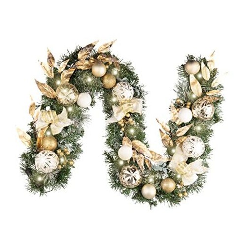 6 feet Pre-Lit Christmas Garland with Lights for Mantle, Lighted Battery