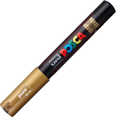 POSCA Acryl Marker Rundspitze Markier Stift Gold Wasserfest viele Oberflächen