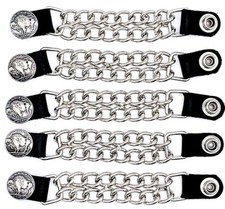 5 BUFFALO NICKEL DOUBLE MOTORCYCLE BIKER MC CLUB CHAIN VEST EXTENDERS USA MADE