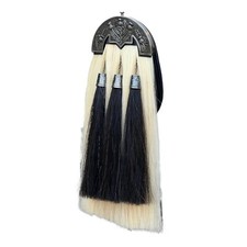 Scottish Horse Hair White Sporran Three Black Tassels Sporran With Chain  Belt