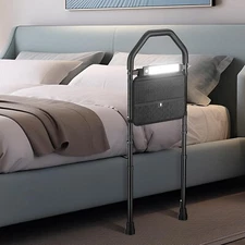 Bed Rails for Elderly Adults Safety - Heavy Duty - Motion Light, Storage Pocket