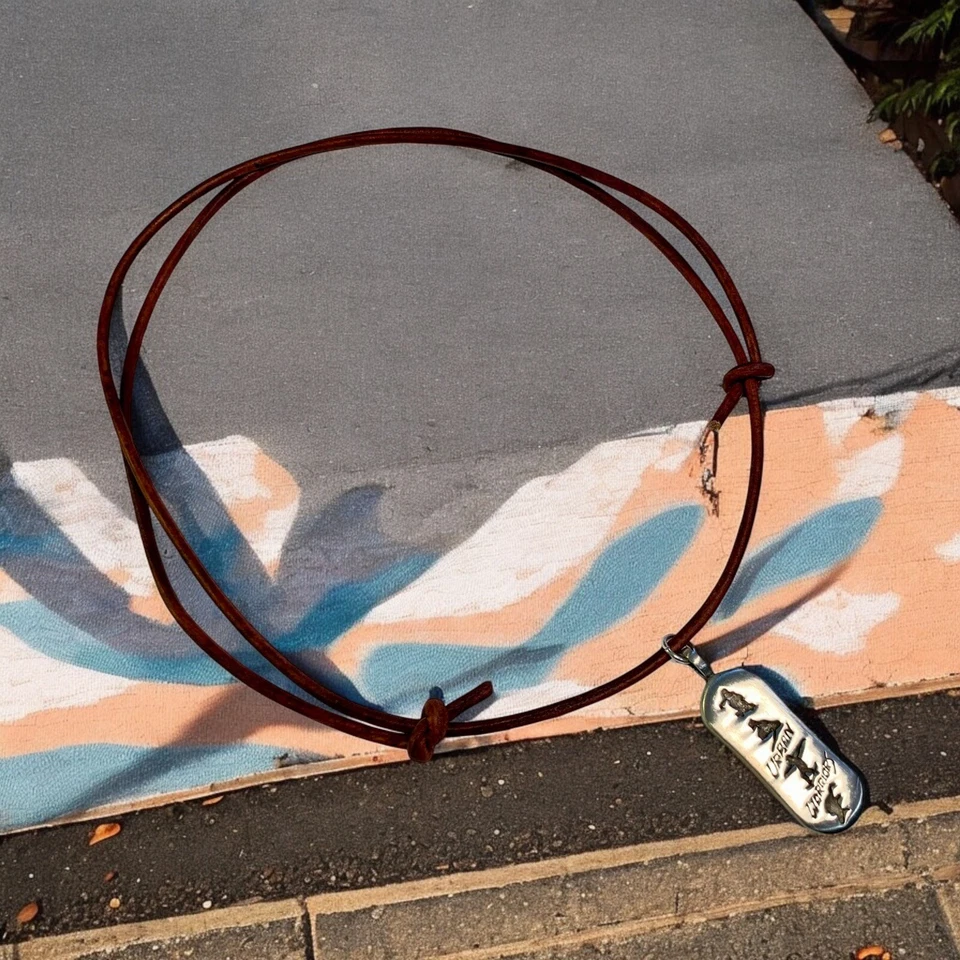 Leather Necklace with Skateboard Dog Tag – Urban Skater Leather Pendant - Image 2 of 2
