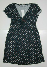 NWT Urban Outfitters Green Orange Geometric Stretch V-Neck Dress Women Small 