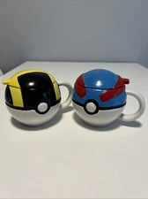 Pokemon Just Funky Large 16oz Great Ball and Ultra Ball Coffee Mugs w/ Lids