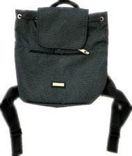 BORBONESE Zaino Donna Medio Nero Antracite Nero Tasca Zip e Coulisse Borsetta