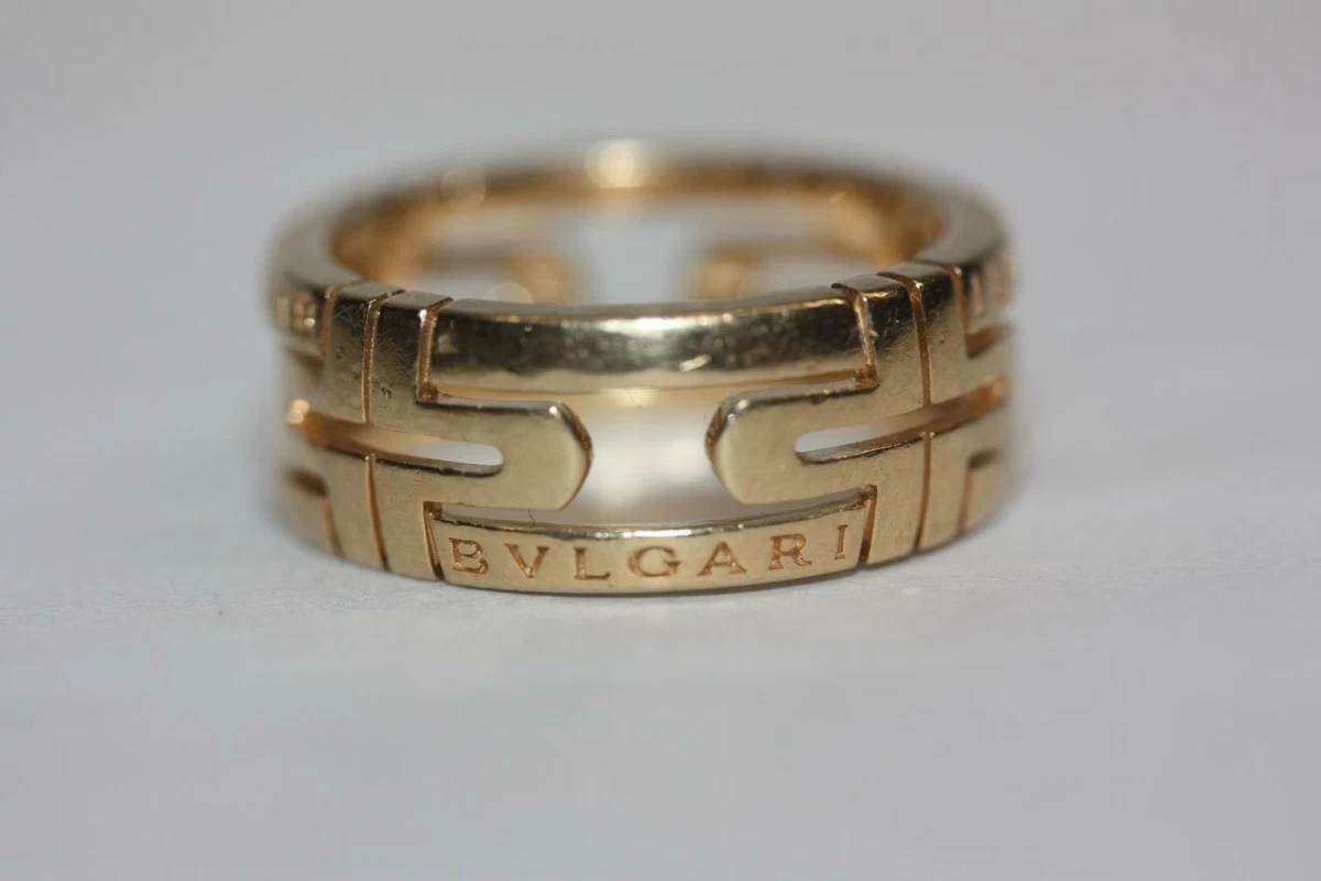 Authentic BULGARI Bvlgari Parentesi 18K Yellow Gold Ring Size 53