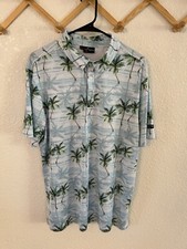 Yatta Golf Polo Shirt Mens L Tropical Palm Trees Polyester Stretch Short Sleeve