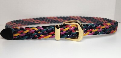Omega woven leather belt Omega Braided Leather Belt 26 28 S Distressed 8839 Brown | eBay main image 2