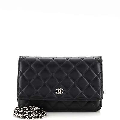 Chanel Black Lambskin Quilted Classic Wallet On Chain (pre-owned), Handbags, Clothing & Accessories
