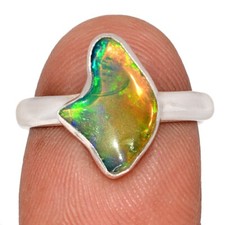 Natural Ethiopian Opal Polish Rough 925 Silver Ring Jewelry s.7.5 CR72558