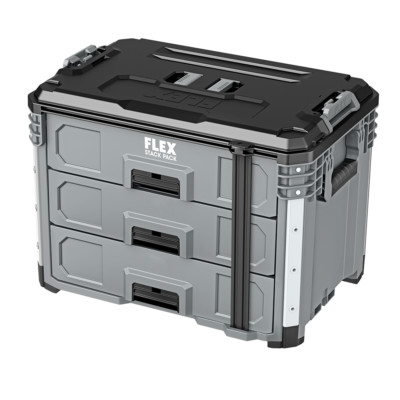 FLEX Stack Pack Storage System 3-Drawer Tool Box - FS1105, Grey/Black