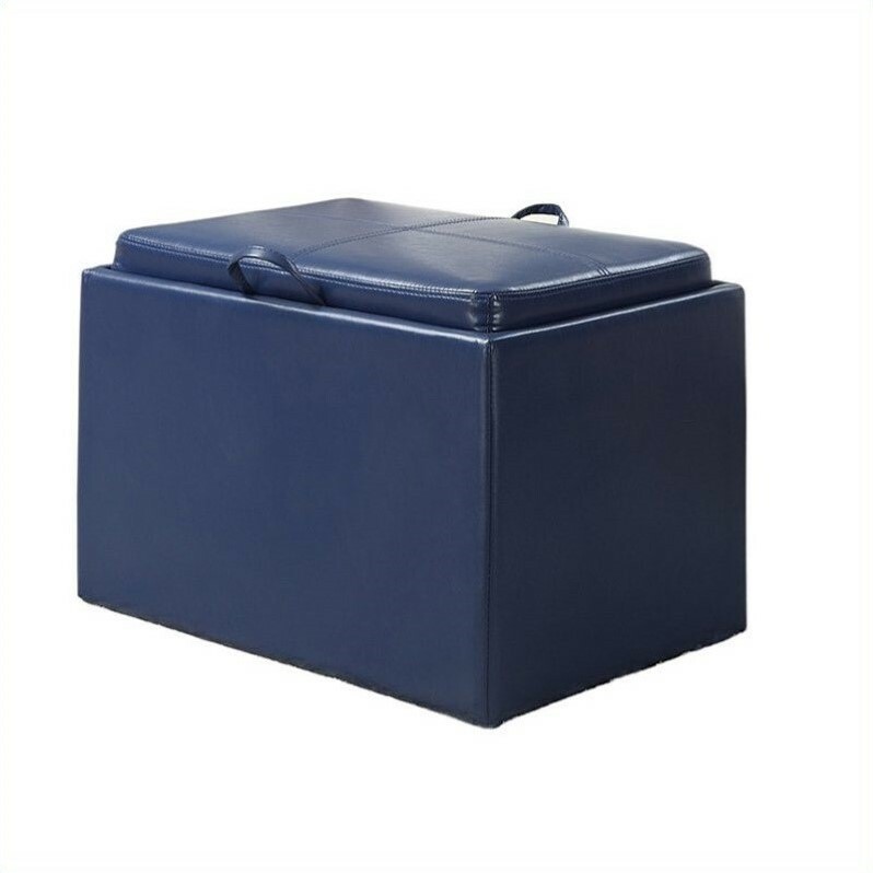 Convenience Concepts Designs4Comfort Accent Storage Ottoman in Blue Faux Leather
