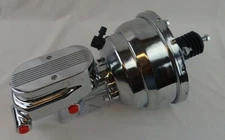 New 8" Chrome Dual Diaphragm Brake Booster and Chrome Finned Cap Master Cylinder