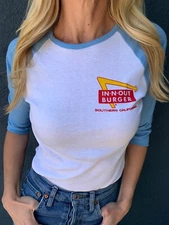 RARE 1985 VINTAGE 80s IN-N-OUT BURGER SOUVENIR T-SHIRT SZ S IN N OUT