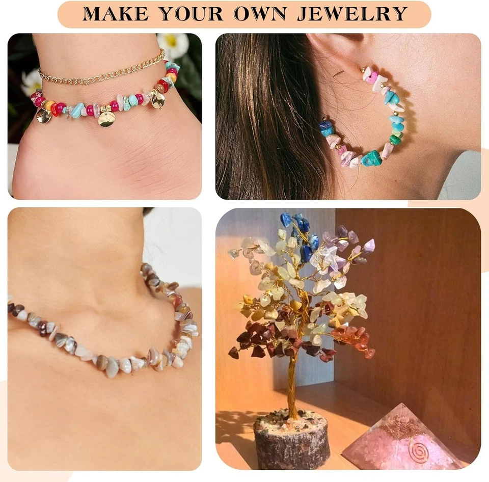 1 Box/500 Stück Edelstein Perlen, 5-8mm Edelsteine mit Loch Naturstein Perlen zu - Bild 3 von 4