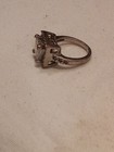 FAUX DIAMOND ENGAGMENT SQUARE ROUND CENTER STONE SILVER TONE Sz 8  RING  #7/14 E — photo 3