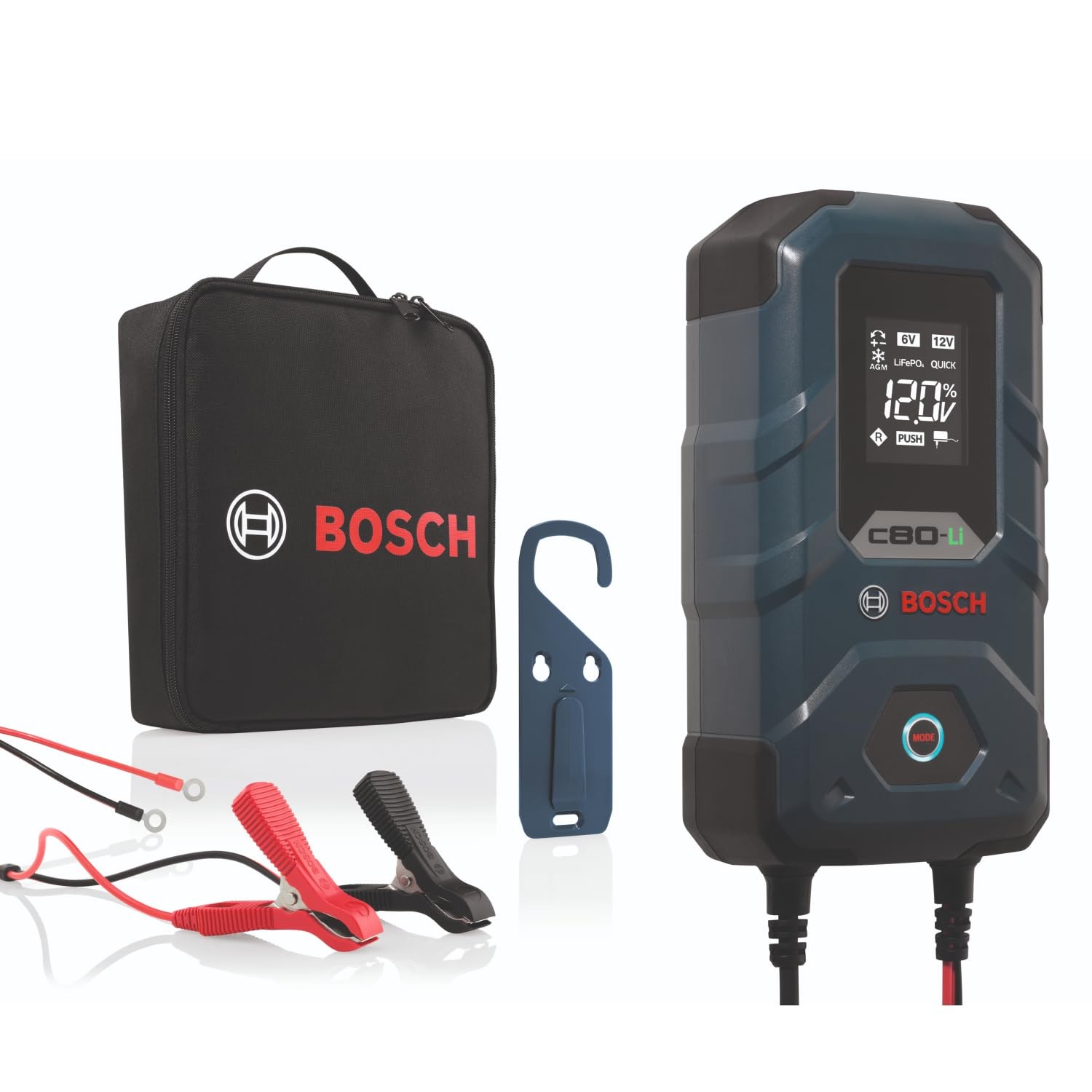 Chargeur de batterie Bosch C80-Li 15A bleu pour auto et moto