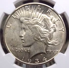 1934 "S" Peace SILVER Dollar $1 NGC AU58 #009 About Unc 🗝️KEY🗝️ ECC&C, Inc.