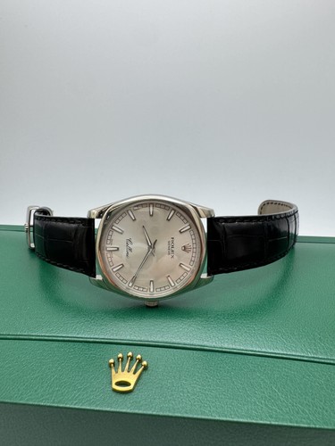 Rolex Cellini Danaos 38mm 4243/9 18K White Gold Silver Dial Manual Watch B&P