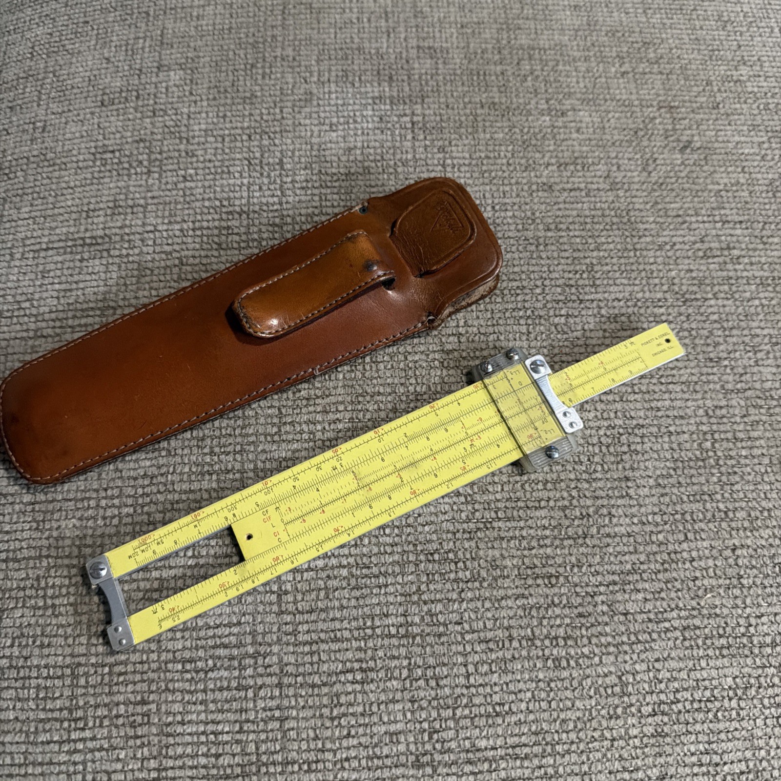 VINTAGE PICKETT & ECKEL N600 ES SLIDE RULE W/ LEATHER  CASE GOOD CONDITION