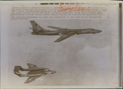 1968 Norwegian Sea British Sea Vixen Soviet Tu16 Badger 8X10 Vintage Press Photo