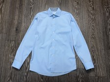 Mens ETON Poplin Slim Button Up Long Sleeve Dress Shirt Formal Size 39 15 1/2
