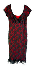 Vintage Y2K Baby Doll Dress Womens Large Lace Overlay Empire Whimsigoth Vamp