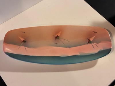JUDITH STILES Studio Ceramic Art Pottery Tray 80s Style Pink Blue Ombré Signed