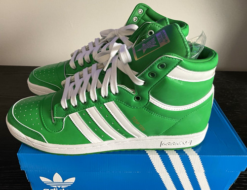 Adidas Patent Leather Top Ten Men’s High Top Sneakers Green/Cloud White Size 12