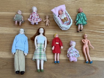 Vintage DOLLHOUSE DOLLS Baby Germany Bendy Wrapped Legs Caco Mixed Brands Lot
