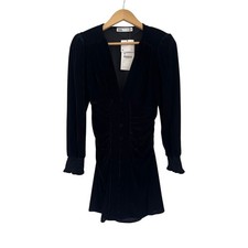 NWT Zara Alessa Velour Mini Dress Womens XS Black Whimsigoth Grunge Vamp Goth