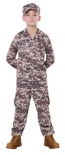 Army Marines Soldier Child Costume 00468 Outfit Camouflage Green/Tan sz Medium