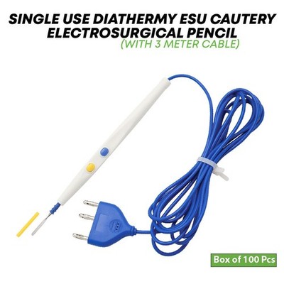 Electrosurgical Pencil with Blade Electrode Diathermy ESU Cautery Pen- 100 Pcs
