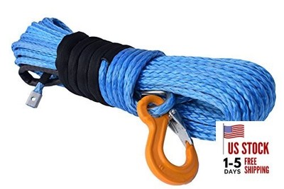 Blue 3/8 100feet Synthetic Winch Rope,Winch Cable,Winch Line for ATV Truck SUV 